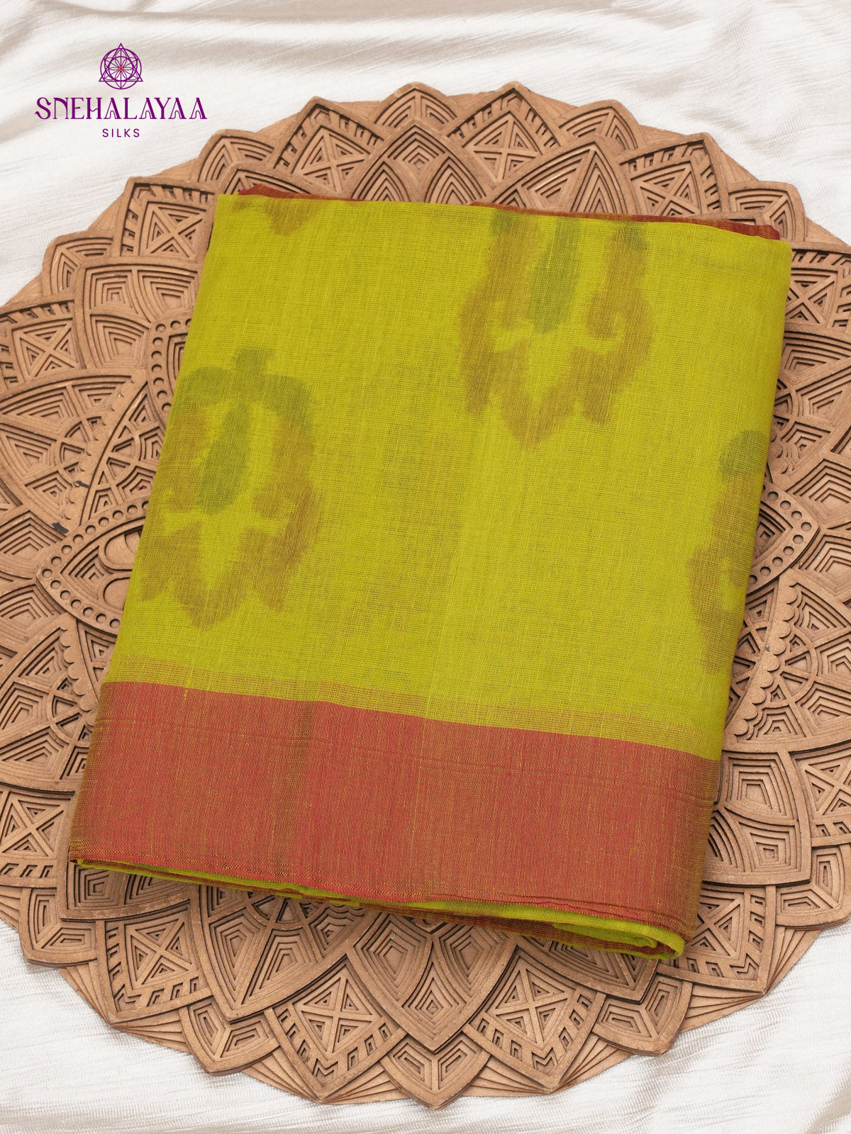 Lime Green Khadi Cotton Saree