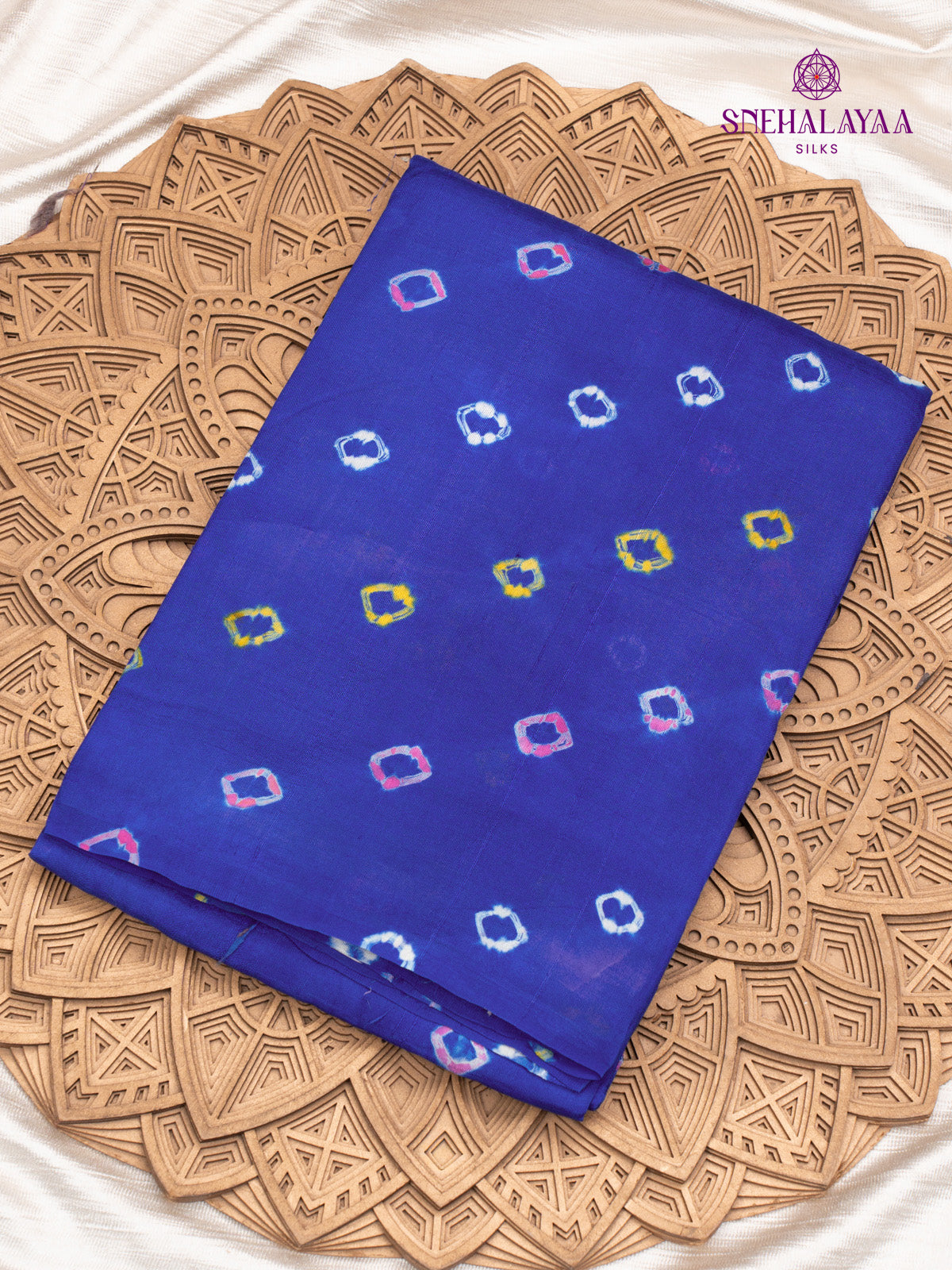 Blue Tussar with Bandhini Design Saree