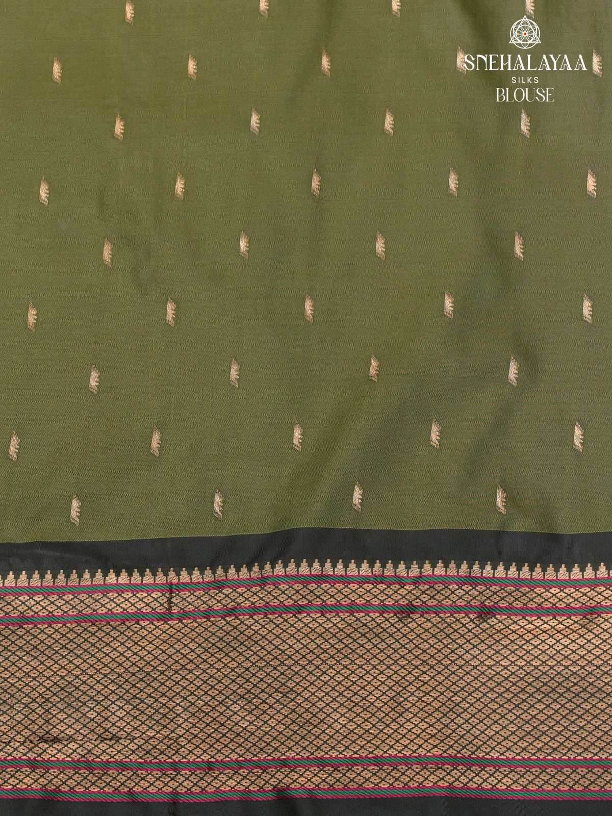Olive Green Banaras Paithani Saree