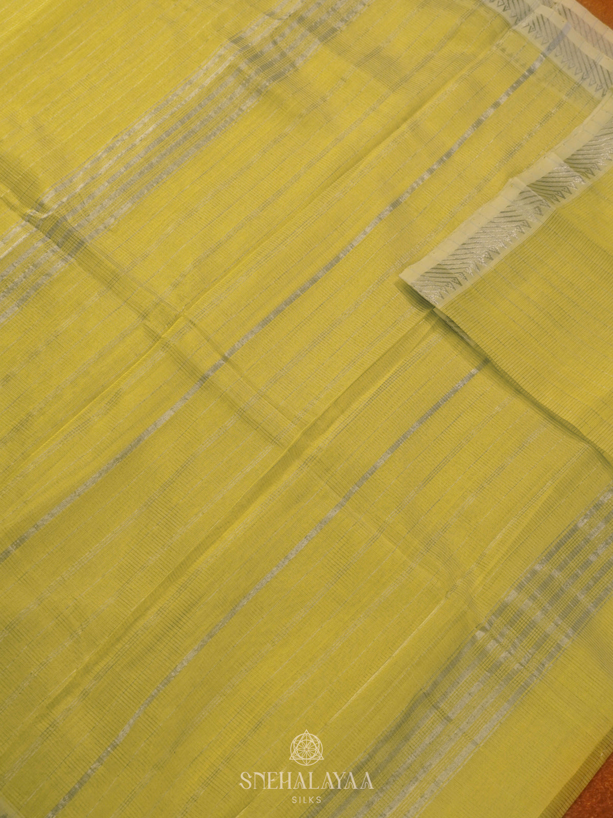 Pale Yellow Mangalagiri Silk Cotton Saree