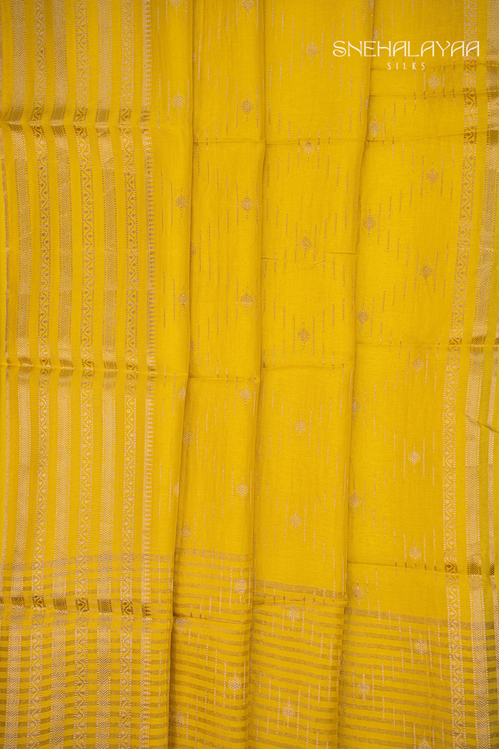 Mango Yellow Chinon Silk Saree