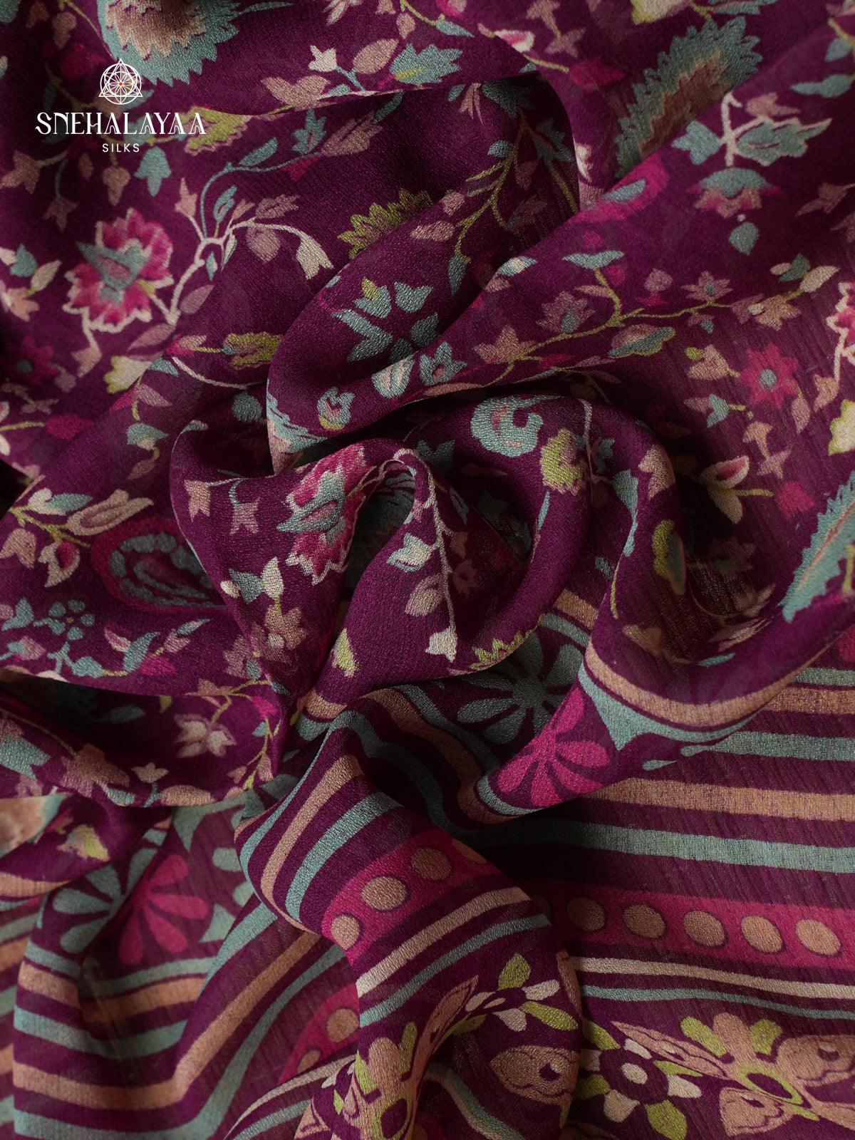 Purple Chiffon Saree