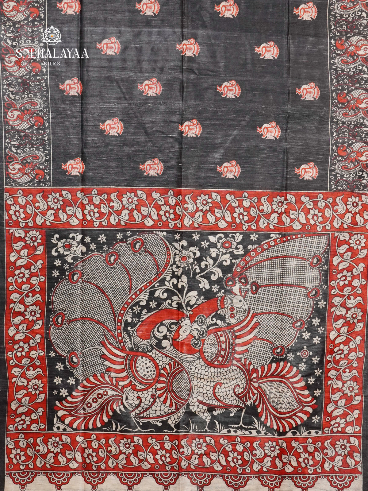 Black Madhubani Printed Saree