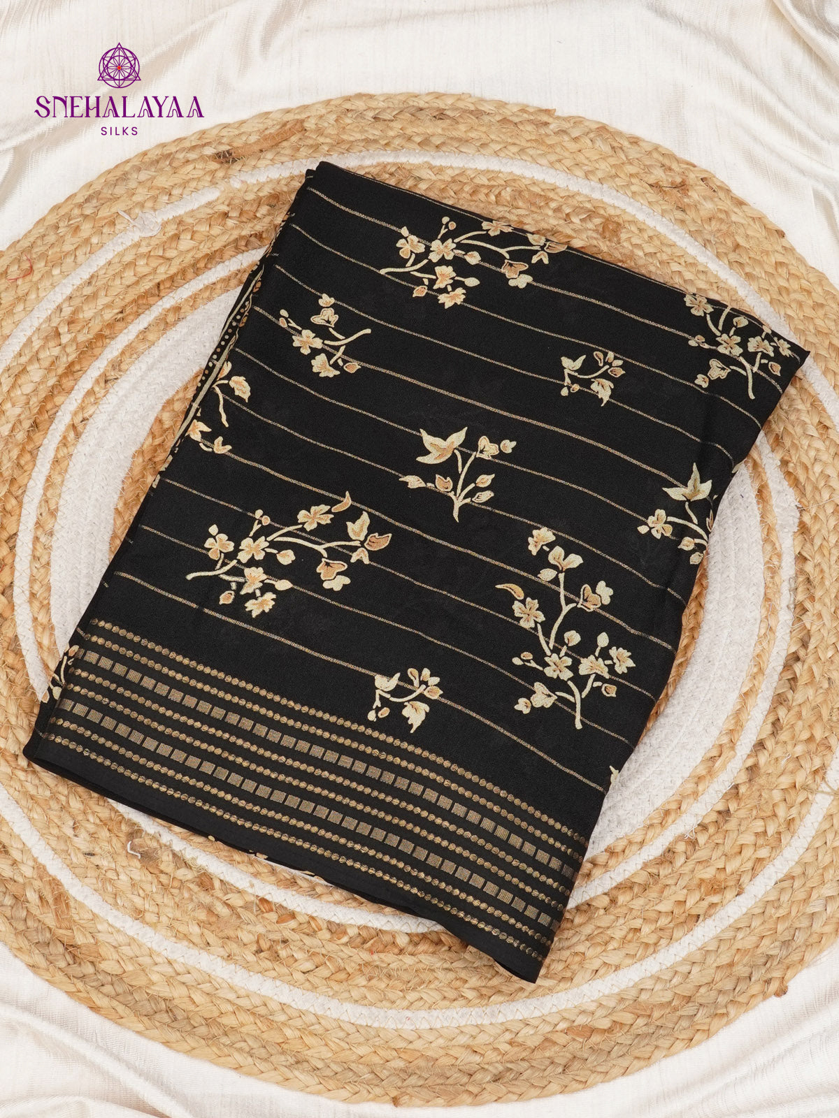 Black Dola Silk Saree