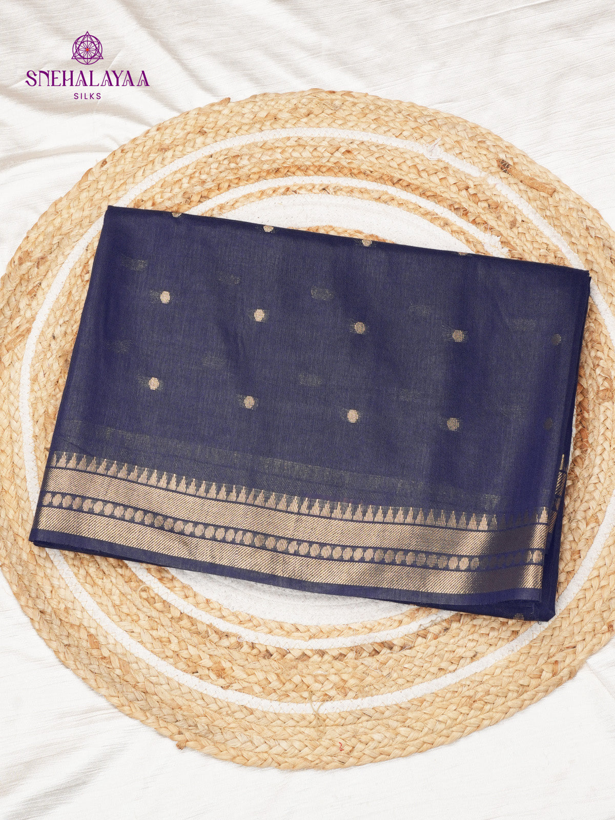 Navy Blue Bamboo Silk Saree