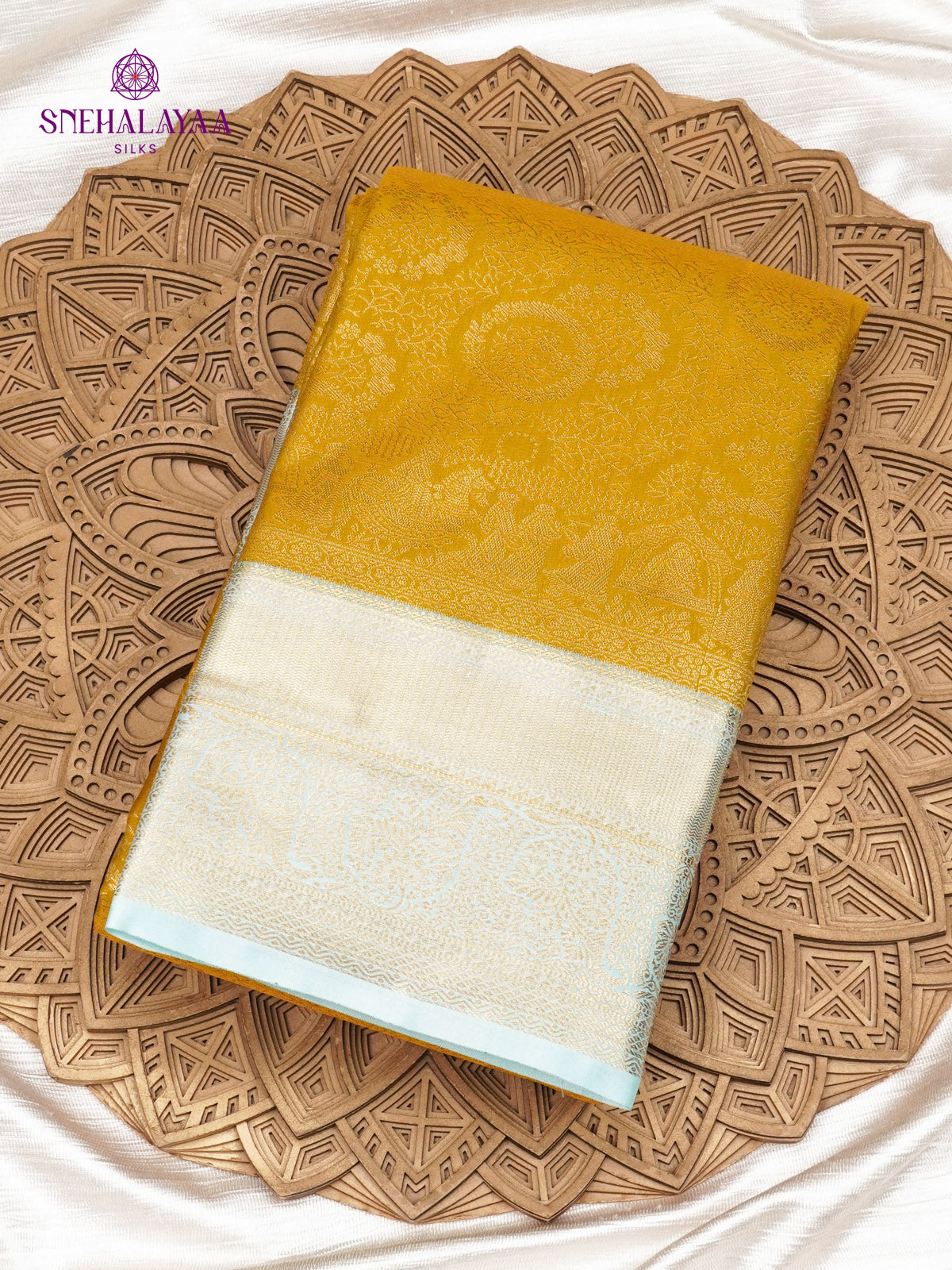 Mustard Yellow Art Silk Saree