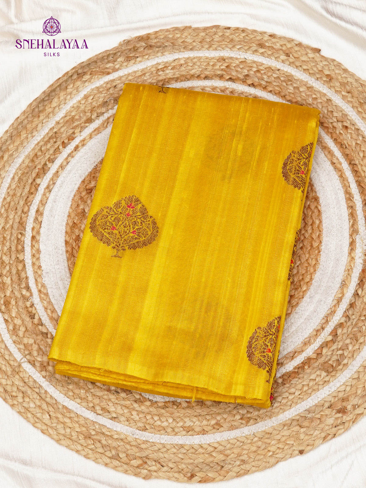 Mango Yellow Banaras Raw Silk Saree