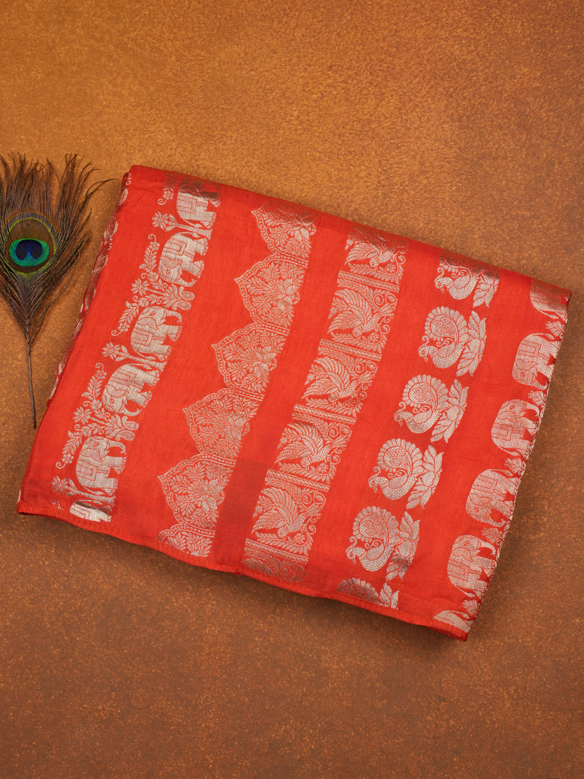 Orange Banaras Silk Saree