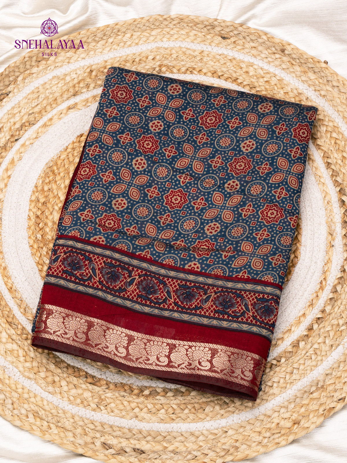 Indigo Blue Dola Silk Saree