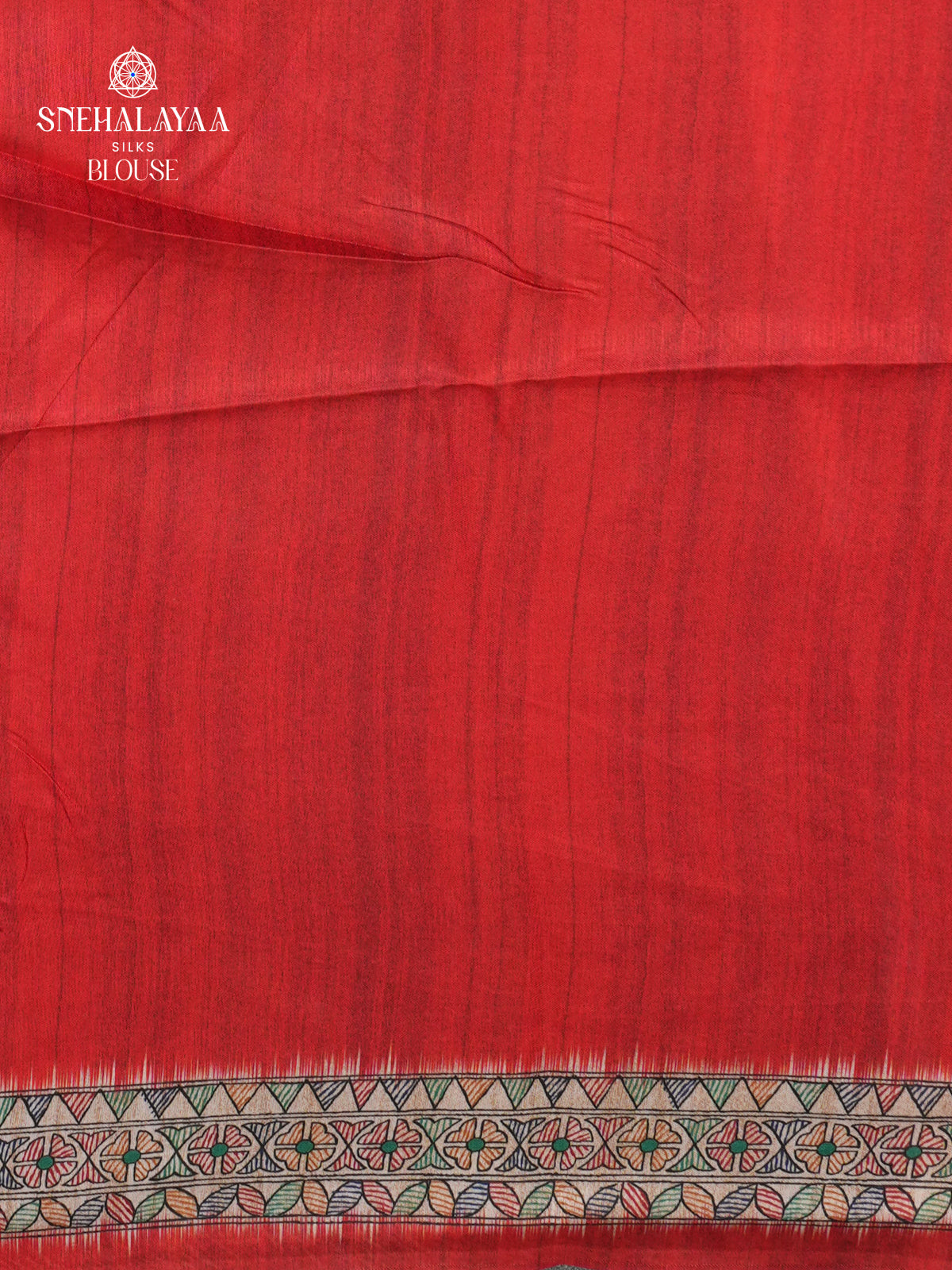 Red Madhubani Printed Saree