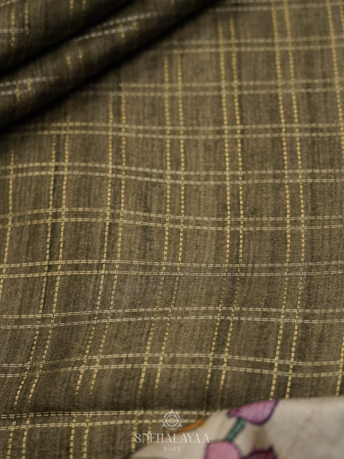 Olive Green Tussar Saree