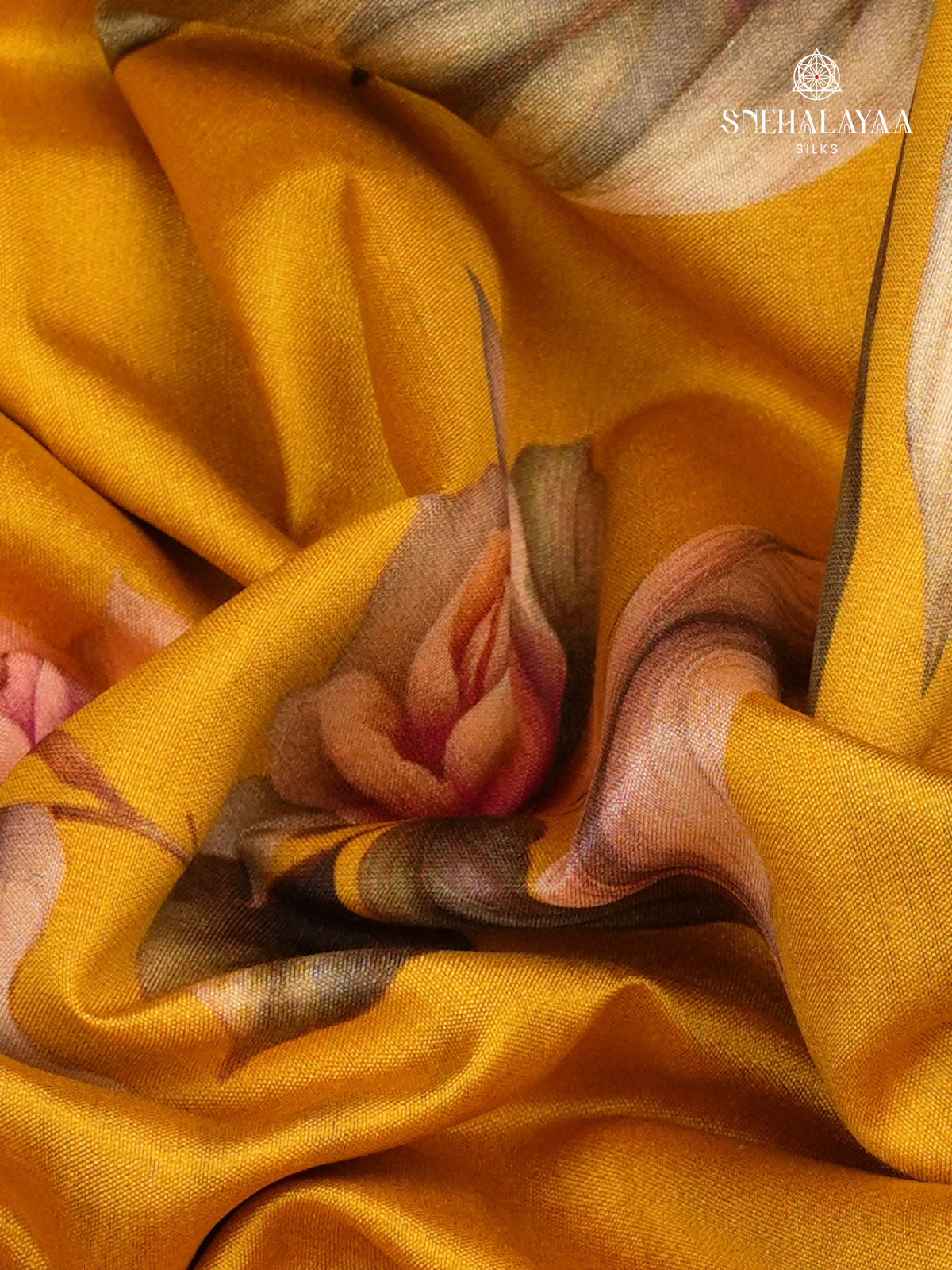 Yellow Chiniya Silk Saree