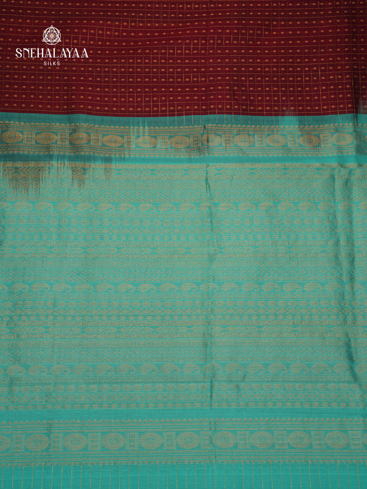 Wine Kuppadam Silk Cotton Saree with Teal Green Zari Border