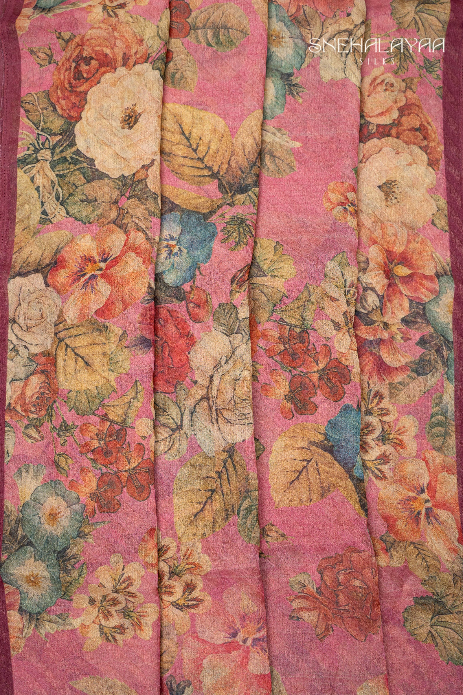 Pink Semi Chiffon Saree