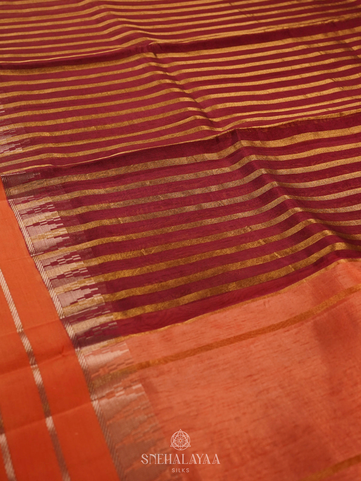 Maroon Banaras Kora Silk Saree