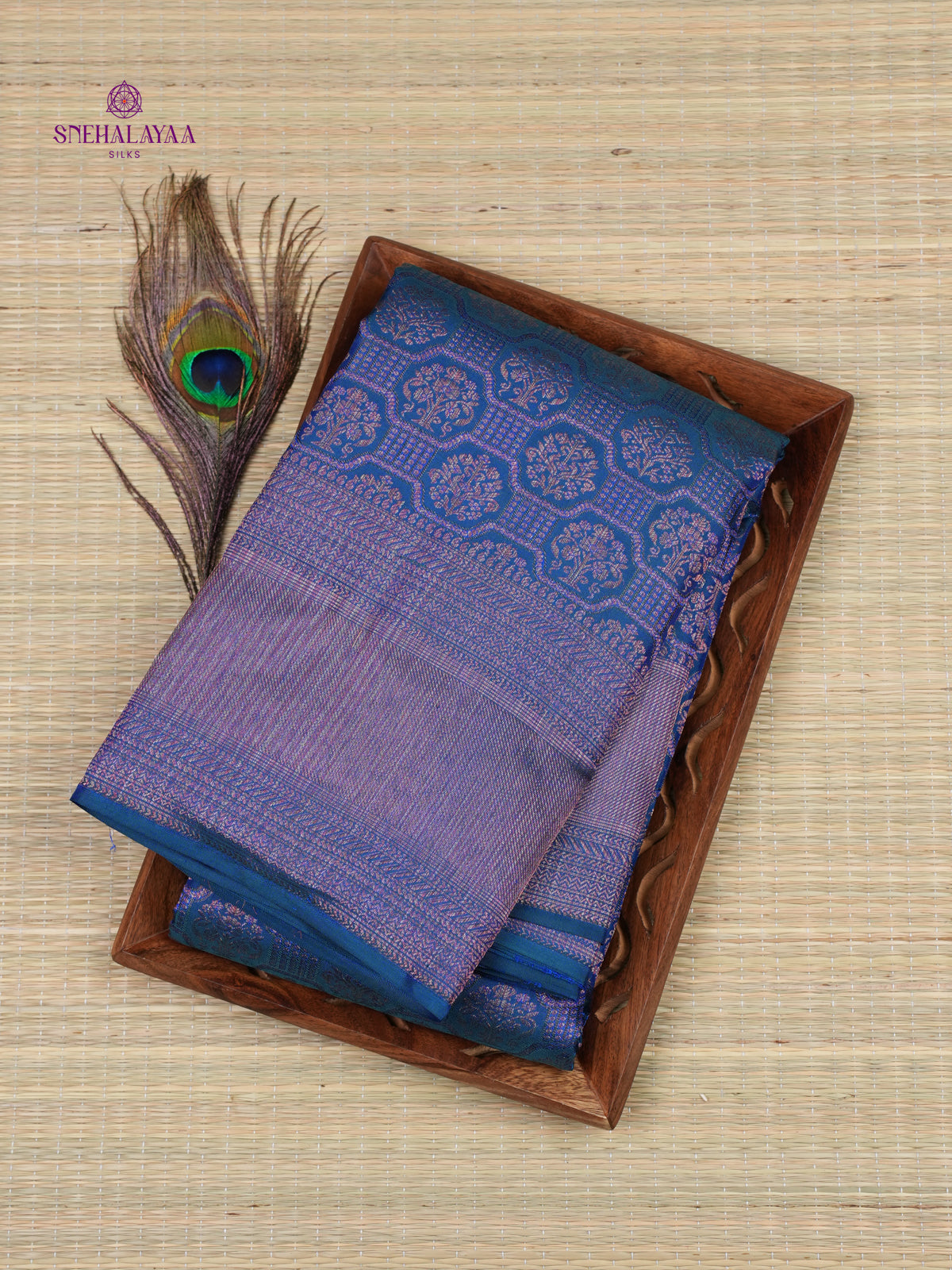 Peacock Blue Kanjivaram Silk Saree