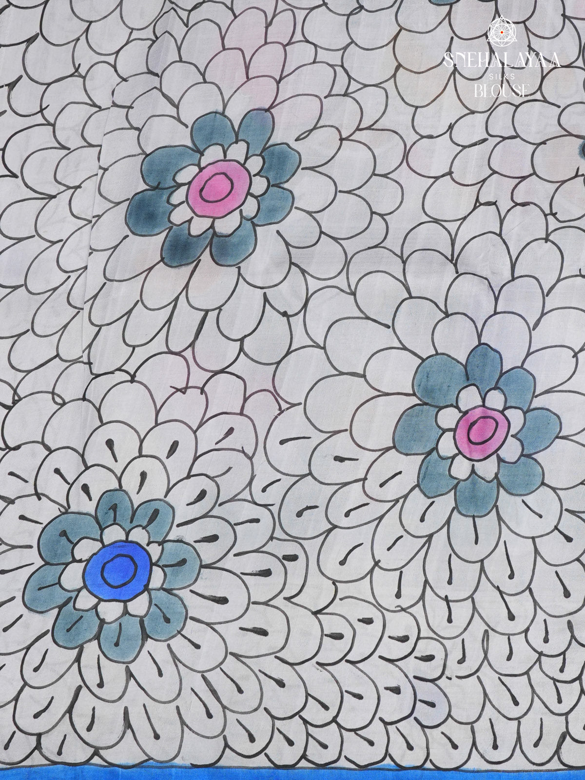 Blue Tussar Silk Saree