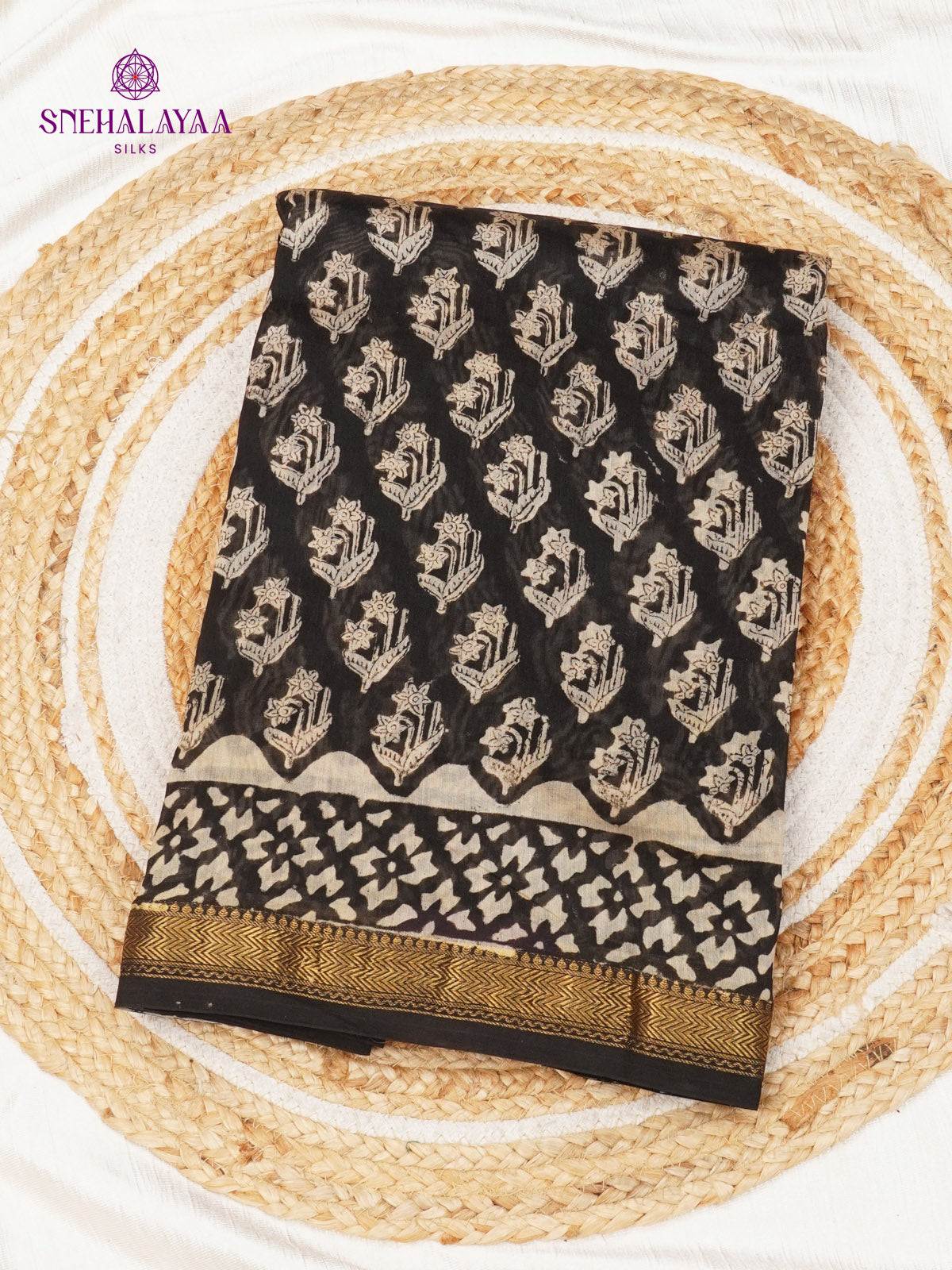 Black Chanderi Saree
