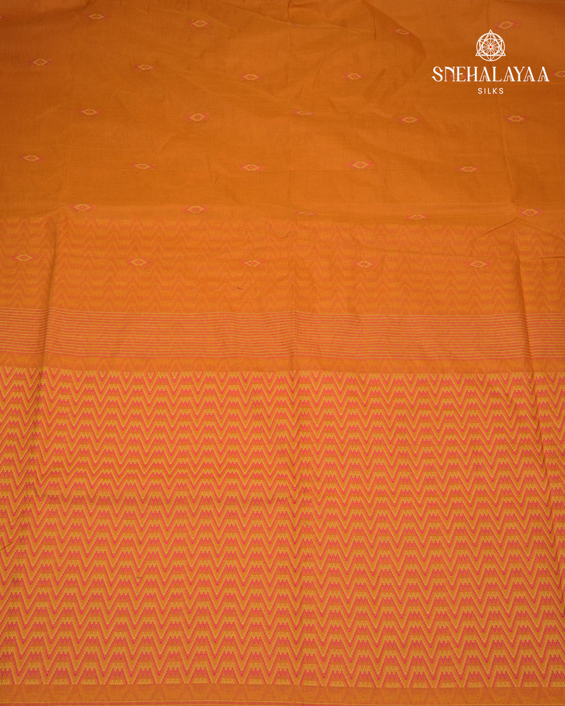 Orange Handloom Cotton Saree