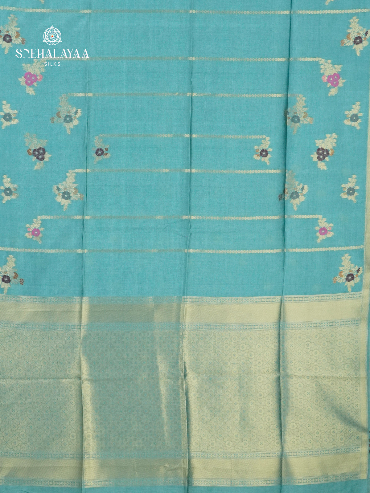 Ocean Blue Jute Saree