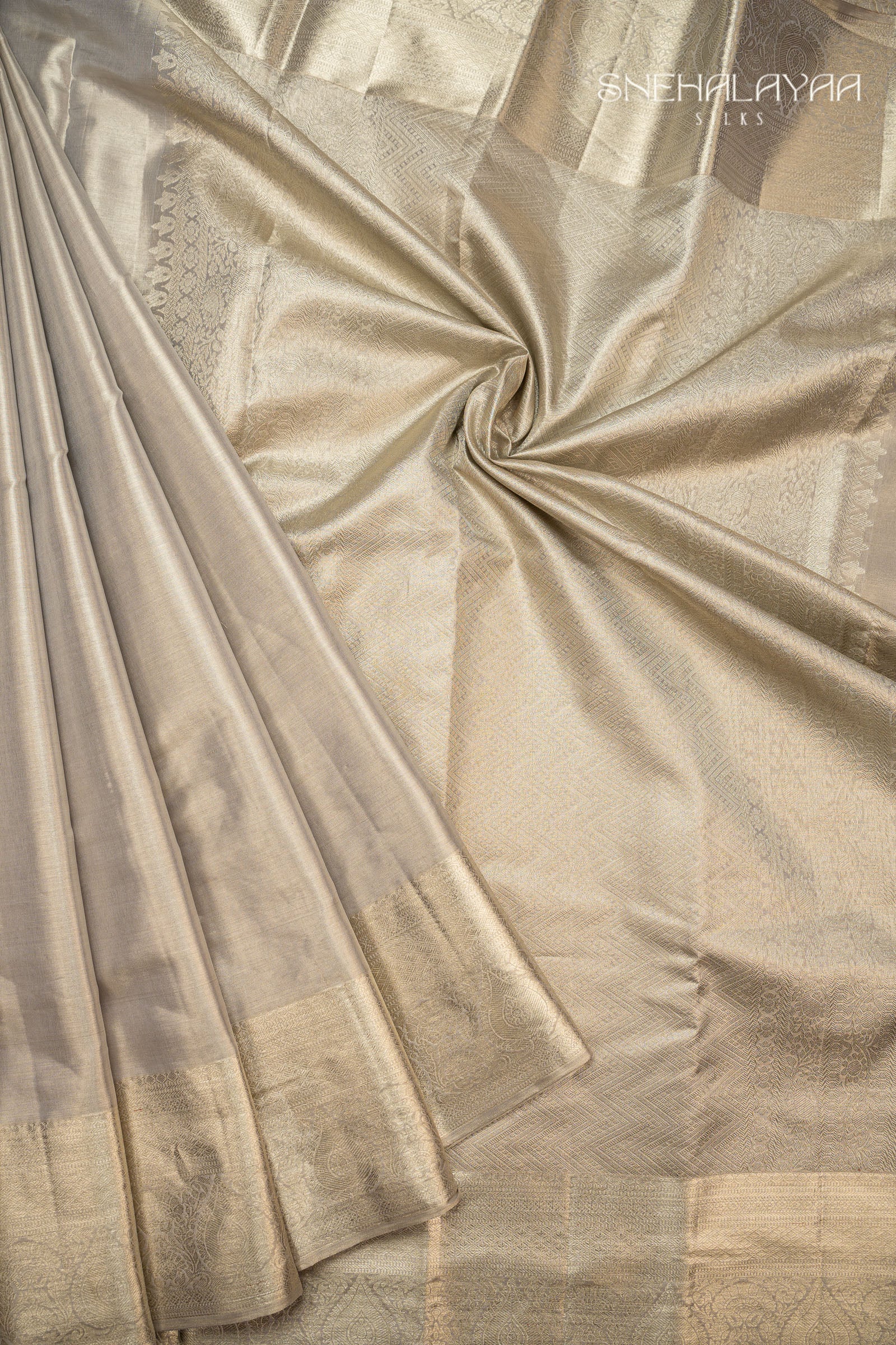 Silver Kancheevaram Tissue Silk Saree