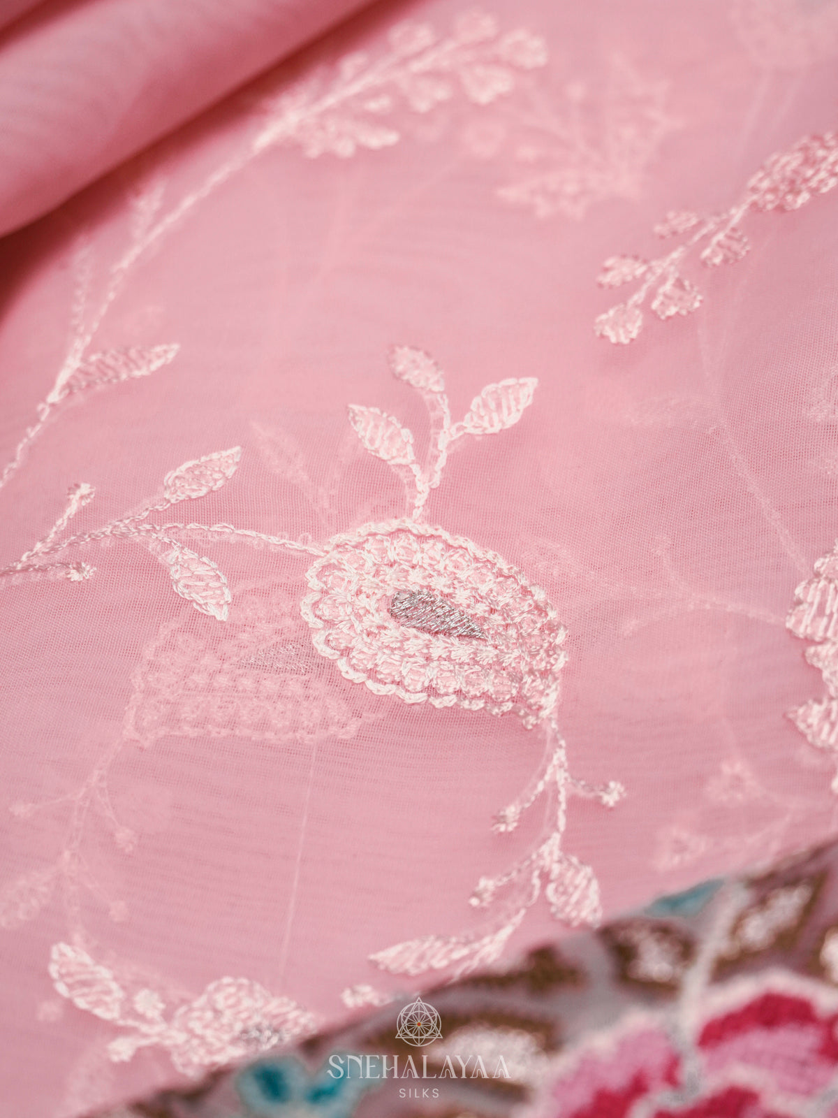 Pink Organza Saree