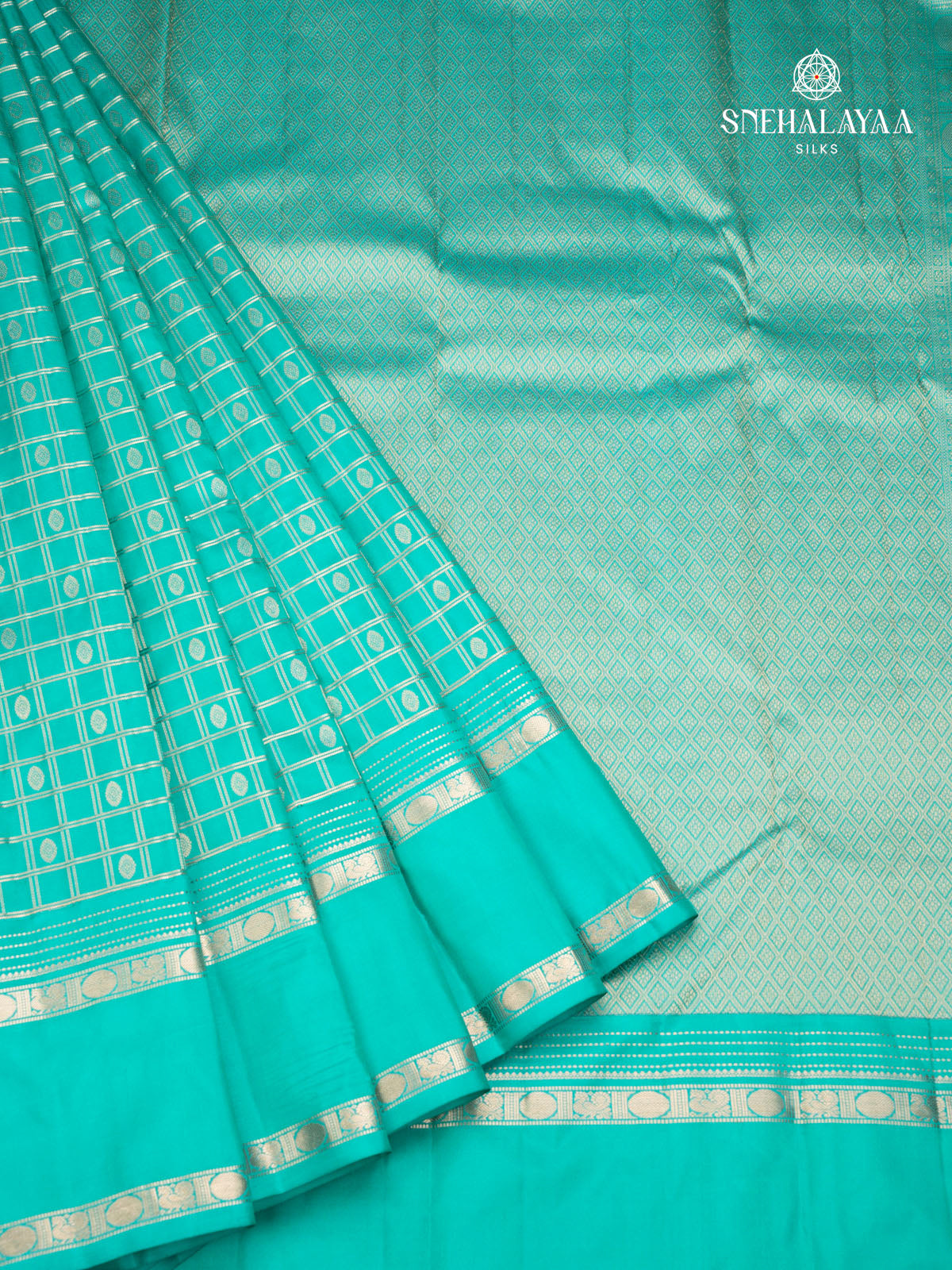 Turquoise Kanjivaram Silk Saree