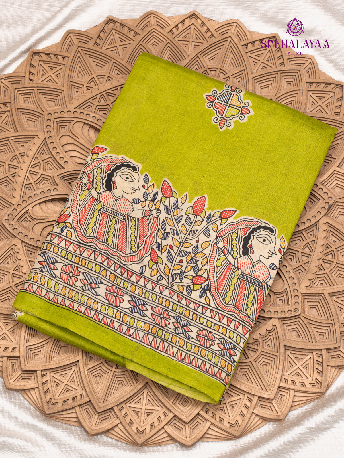 Green Printed Tussar Saree