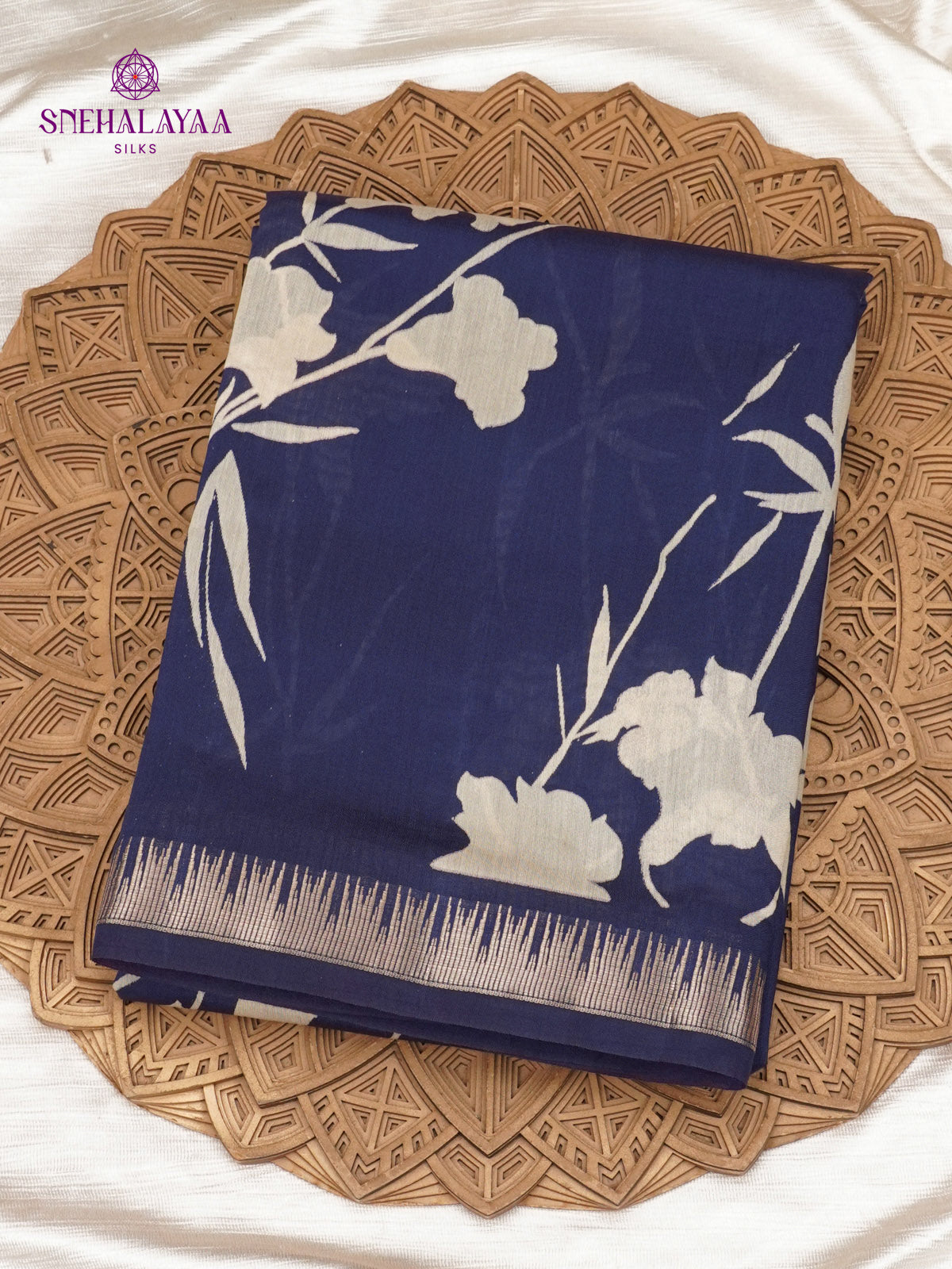 Navy Blue Chanderi Saree