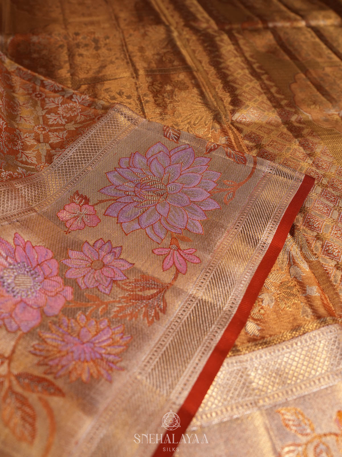 Golden Kanjivaram Silk Saree