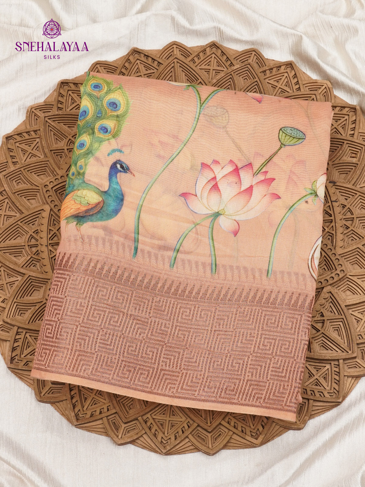 Peach Chanderi Saree