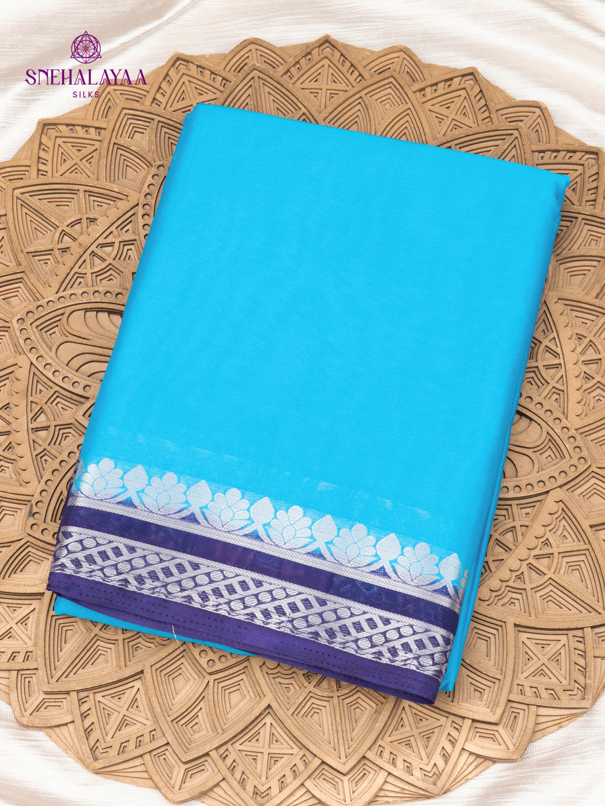 Sea Blue Mysore Silk Saree