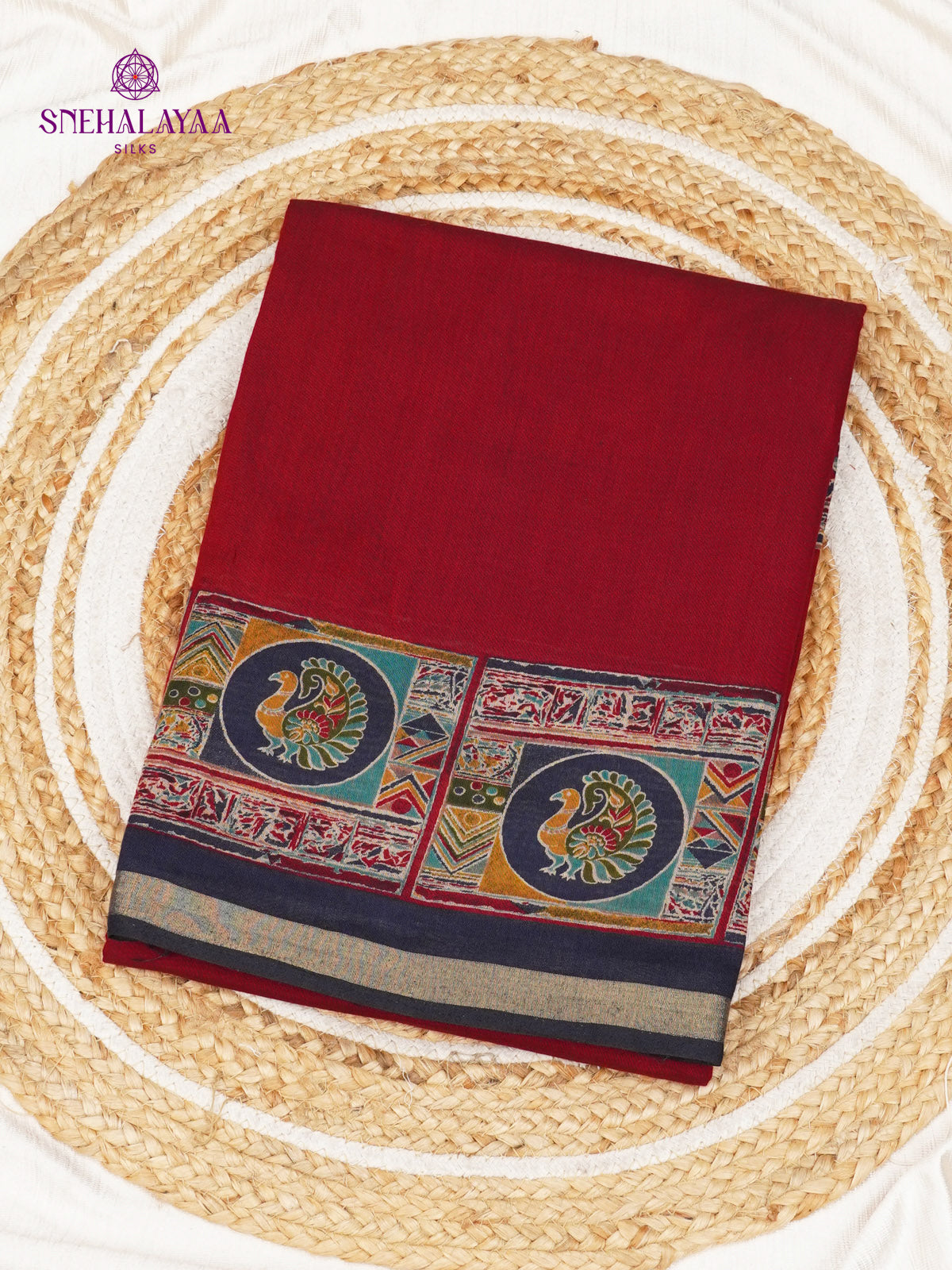 Maroon Munga Tussar Saree