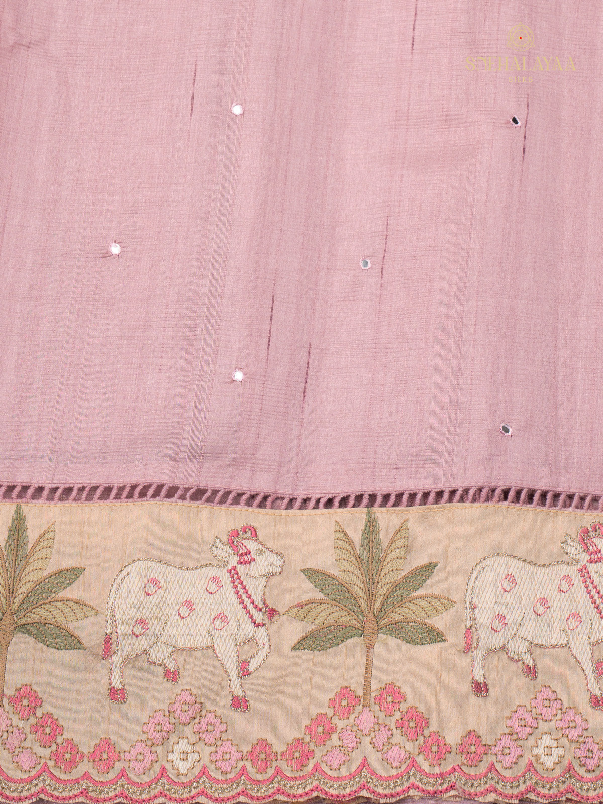 Pink Raw Silk Embroidery Saree