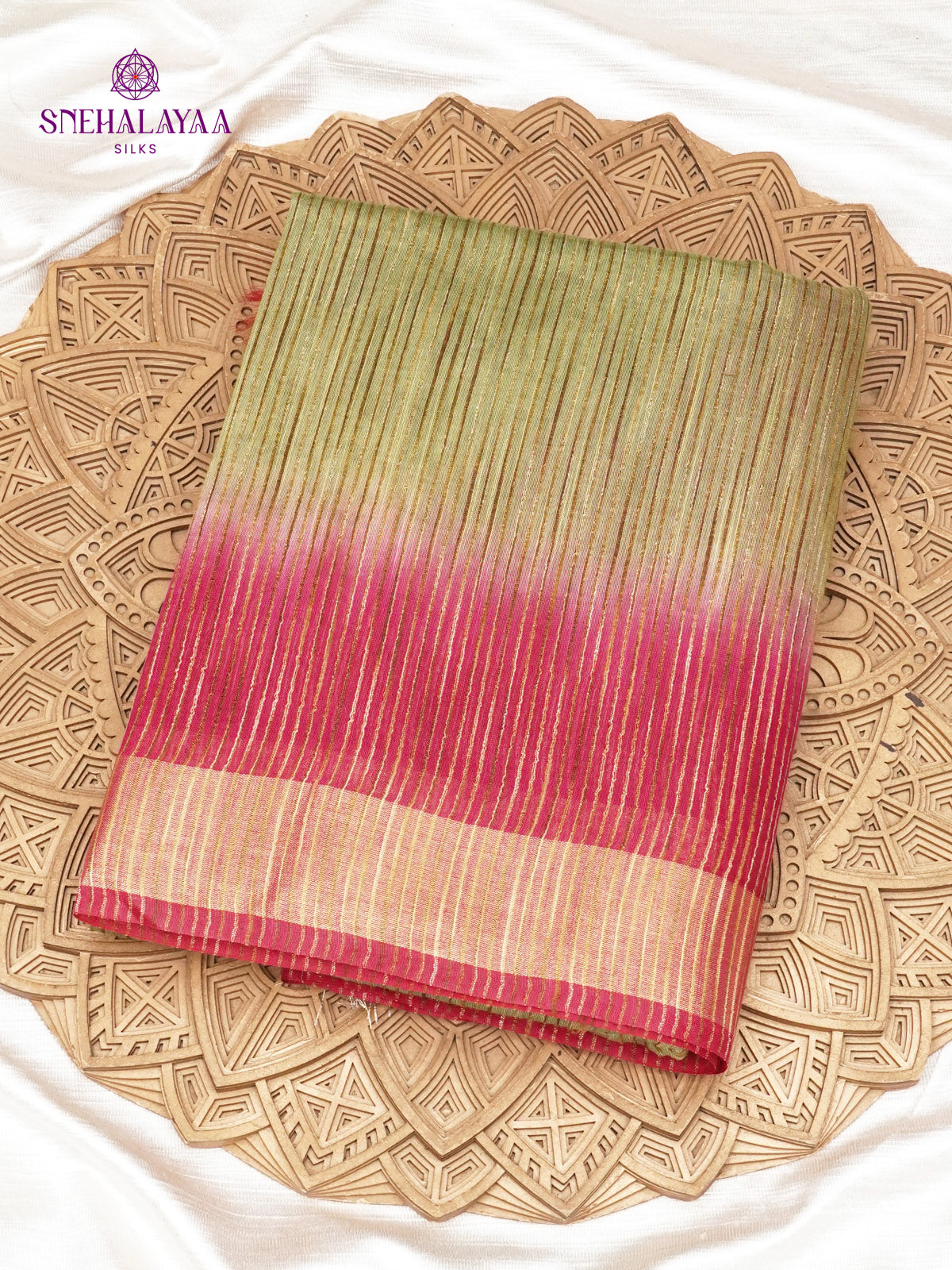 Olive Green Bamboo Silk Saree