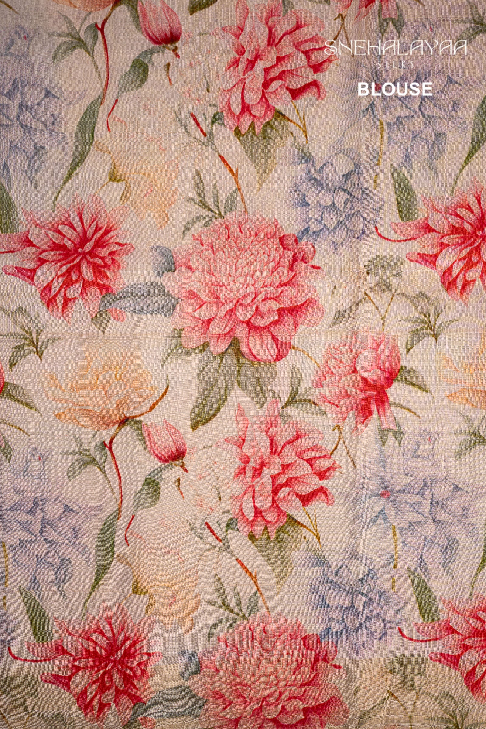 Berry Blue Kancheevaram Printed Silk Saree