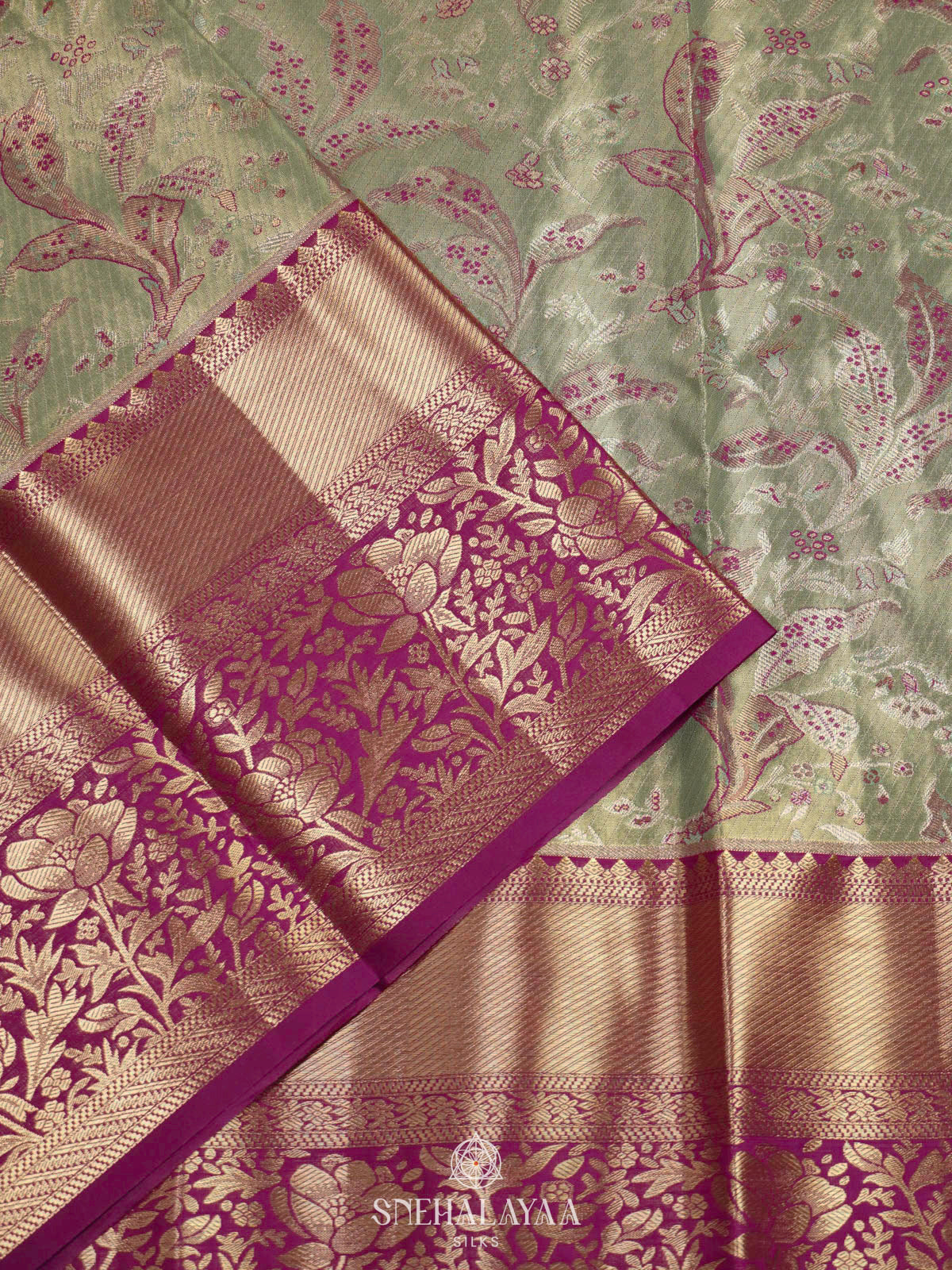 Pale Green Art Silk Saree