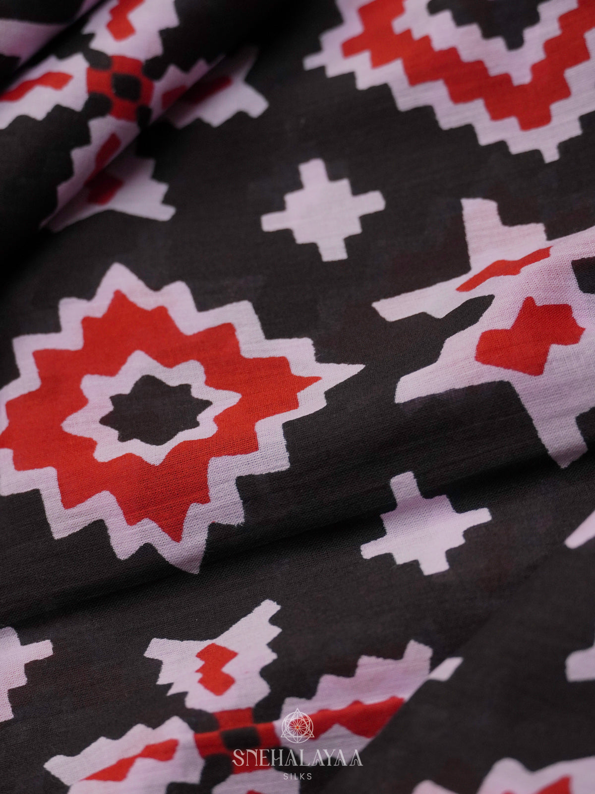 Black Jaipur Cotton Saree