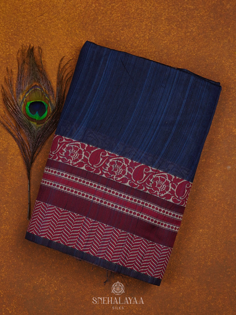 Blue Munga Tussar Saree