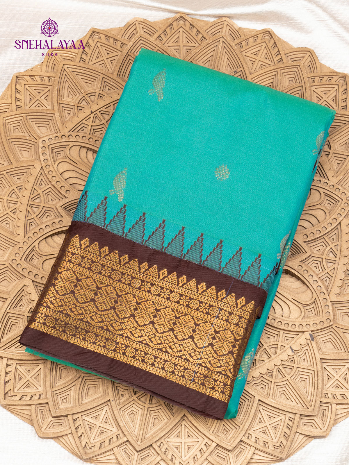 Mint Blue Gadwal Silk Saree