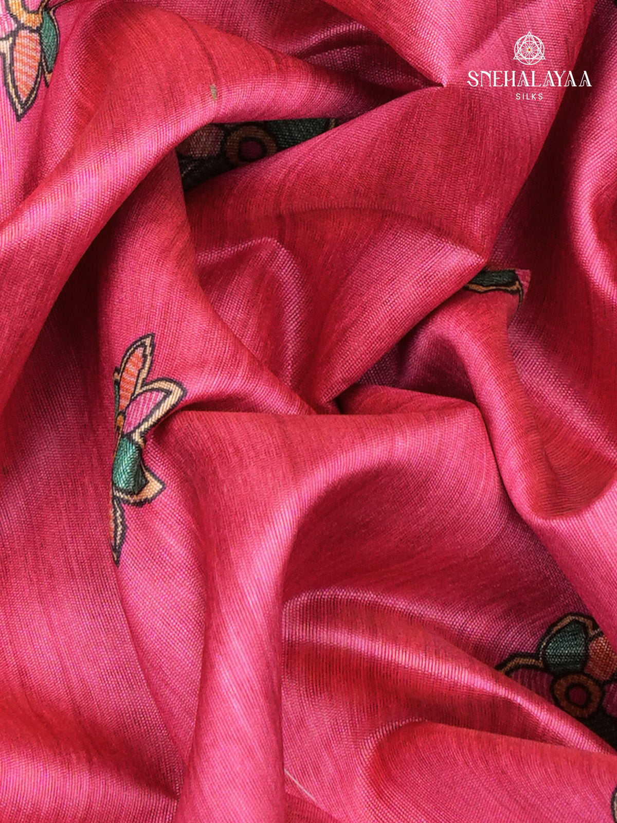 Rani Pink Madhubani Printed Saree