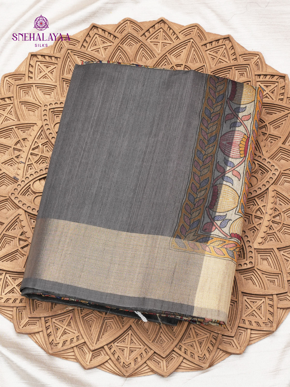 Grey Madhubani Printed Saree