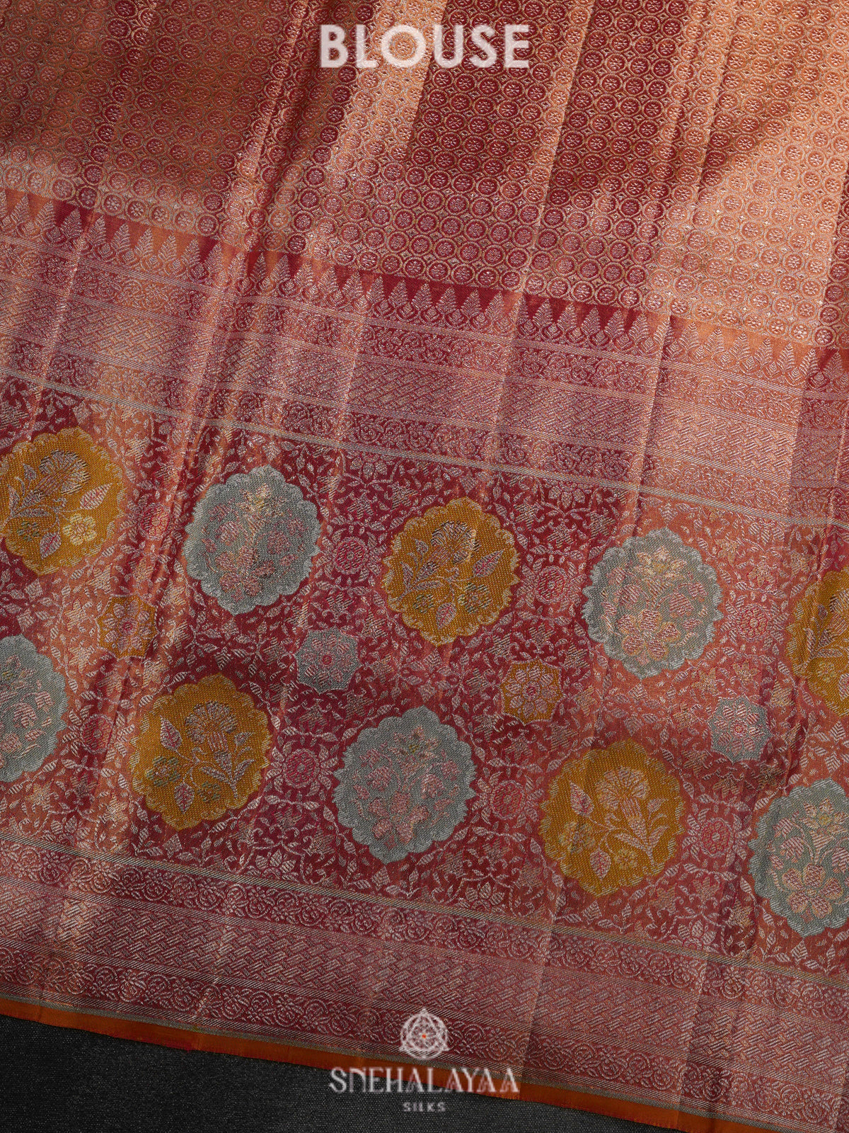 Peach kanjivaram Silk Saree