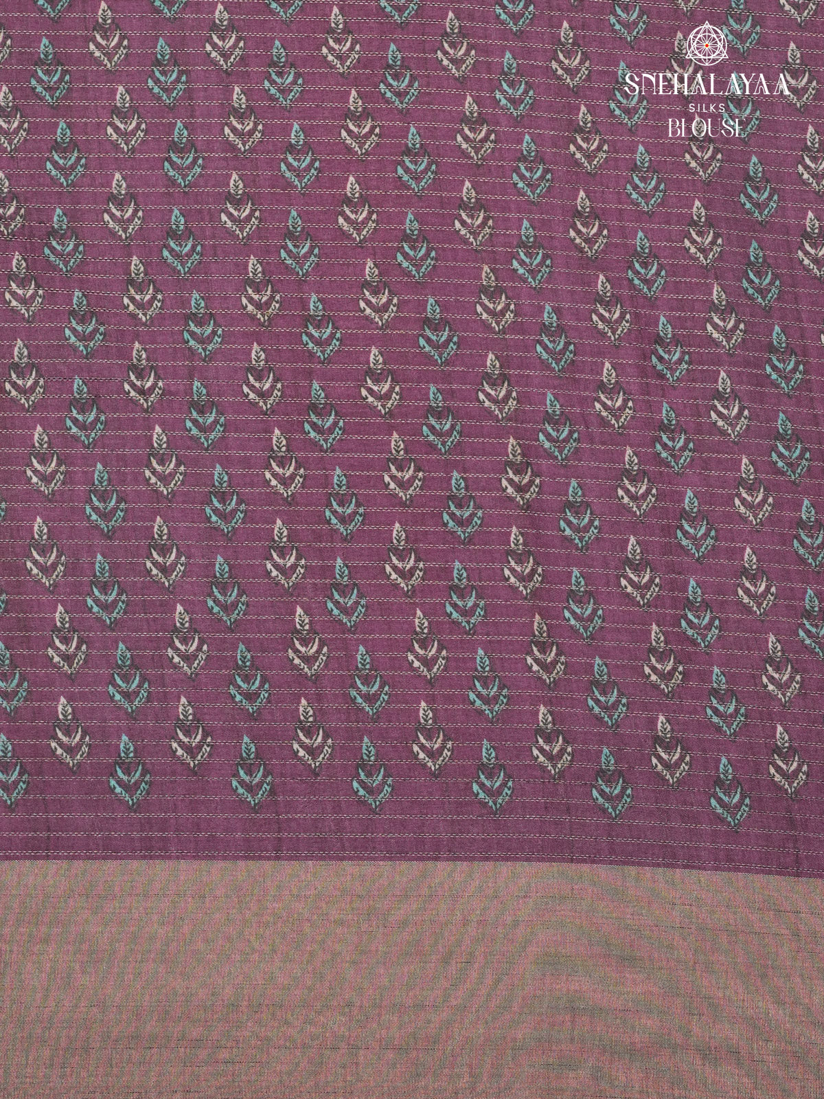 Teal Blue Floral Printed Tussar Saree