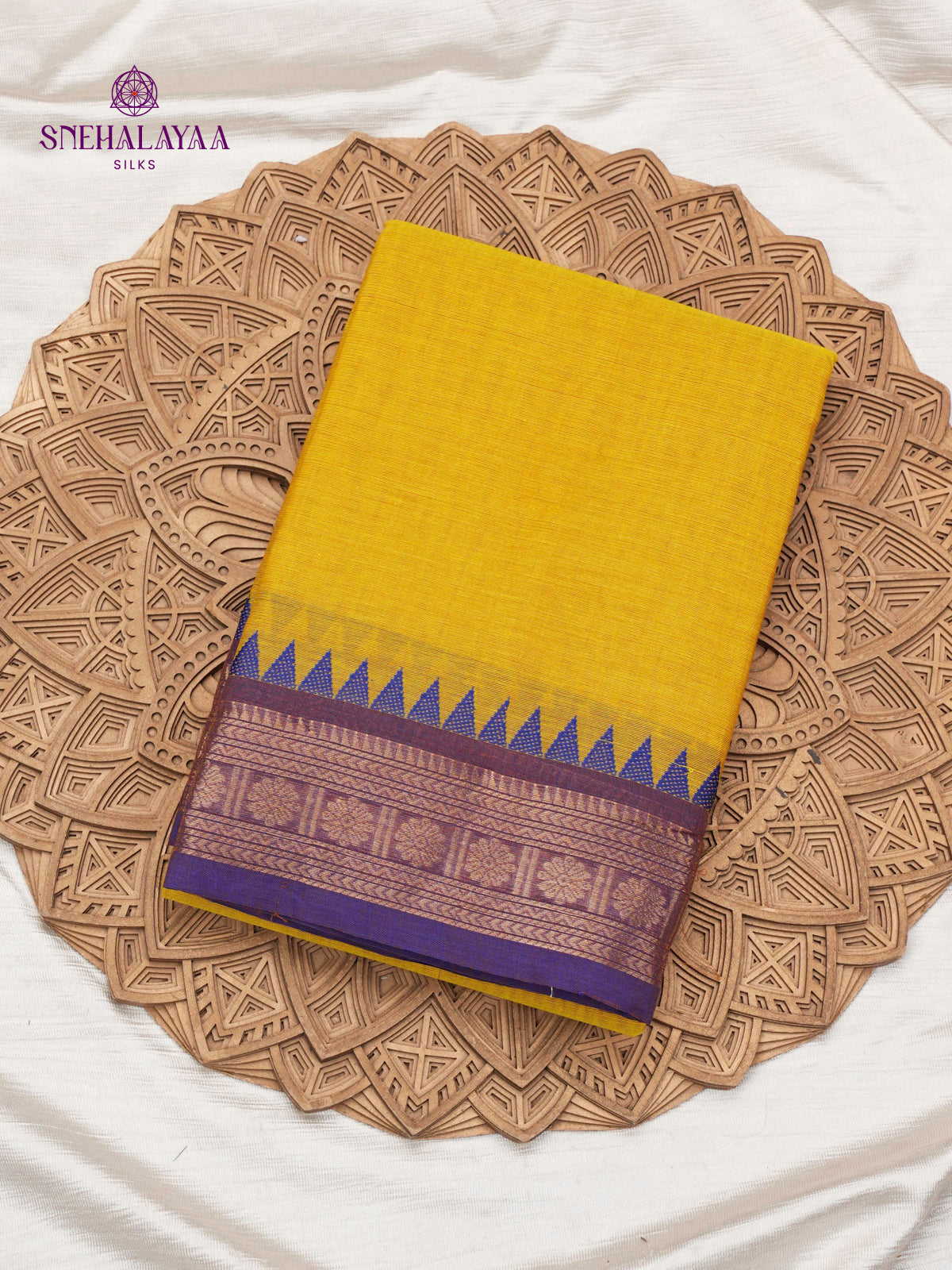 Mustard Yellow Chettinad Cotton Saree