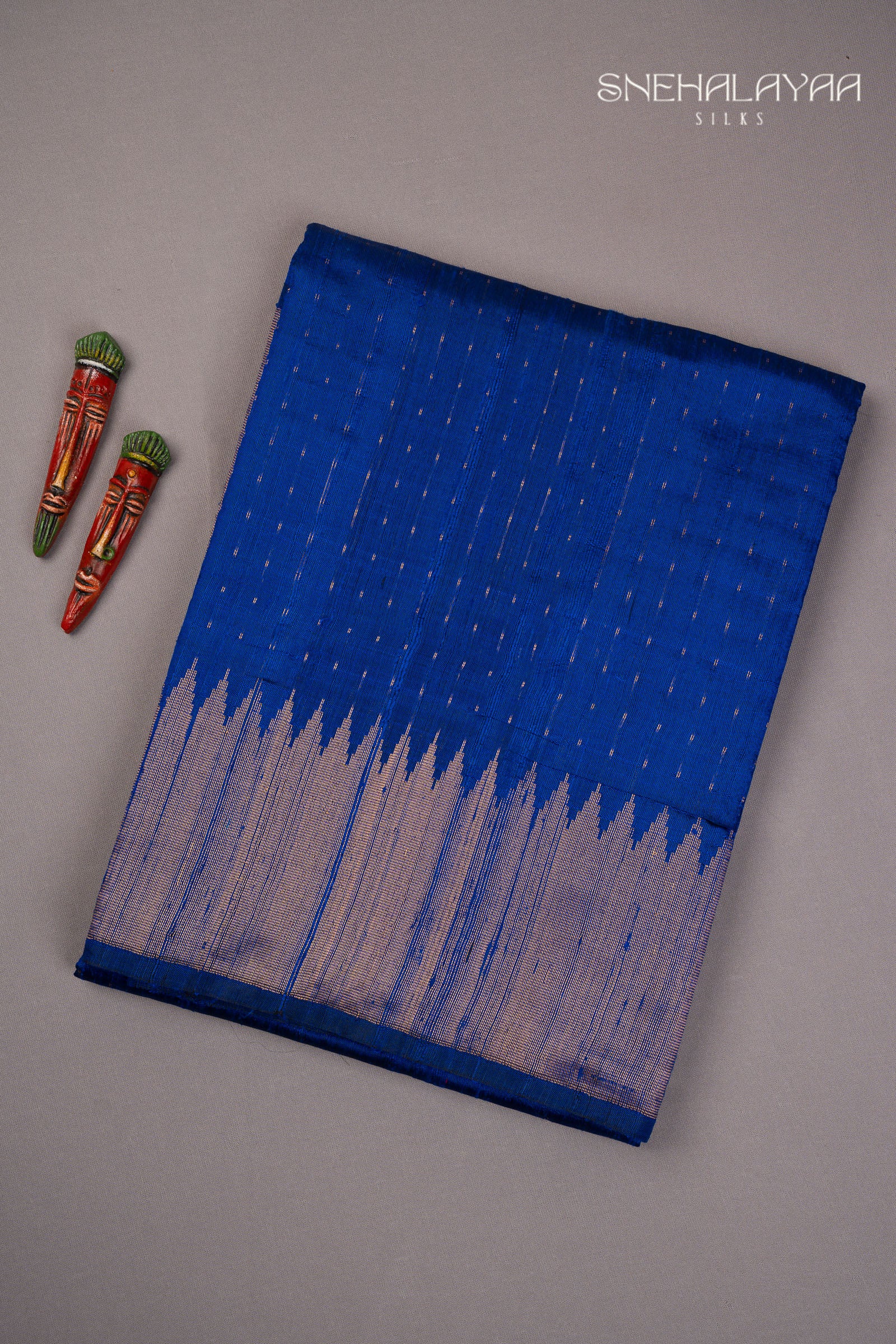 Admiral Blue Dupion Silk Saree