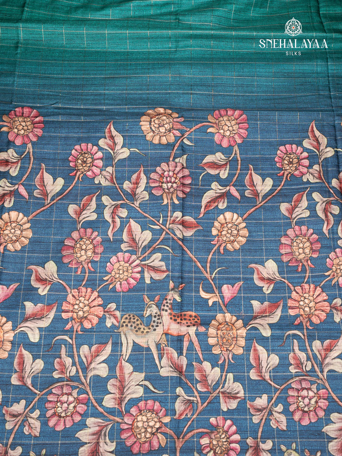 Teal Blue Jute Saree