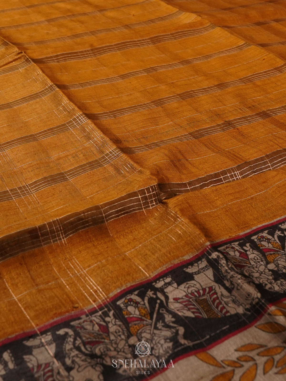 Mustard Yellow Tussar Saree