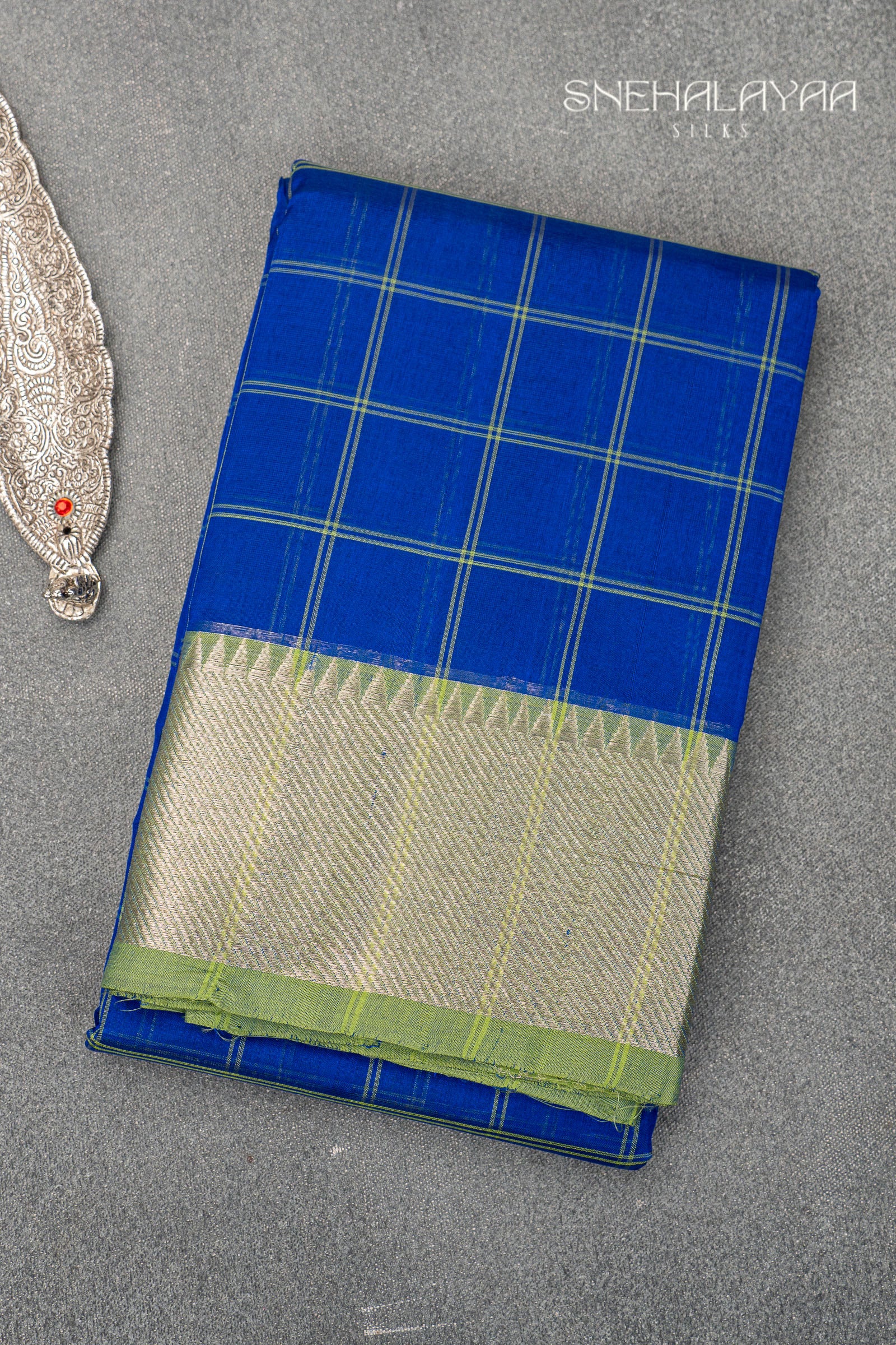 Royal Blue Mangalgiri Silk Saree