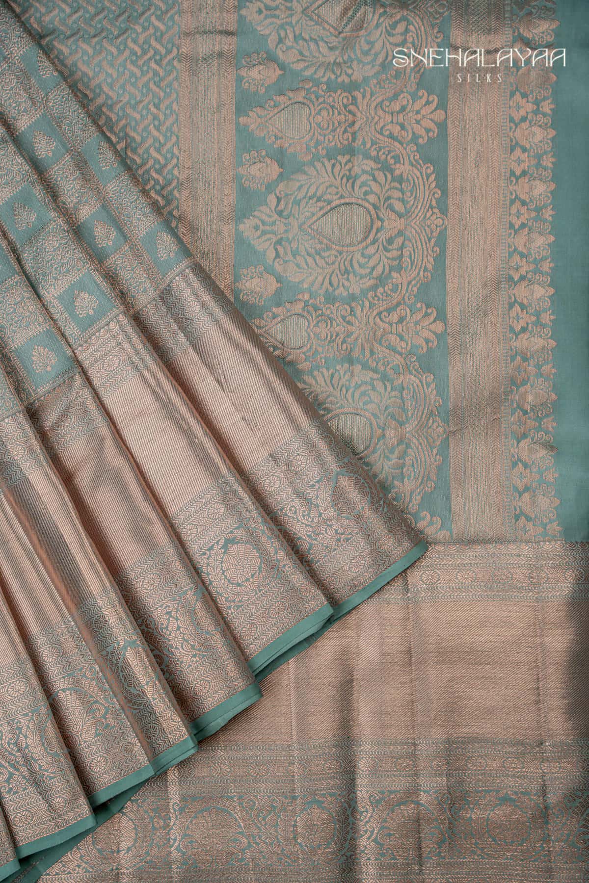 Pine Green Kancheevaram Wedding Sillk Saree